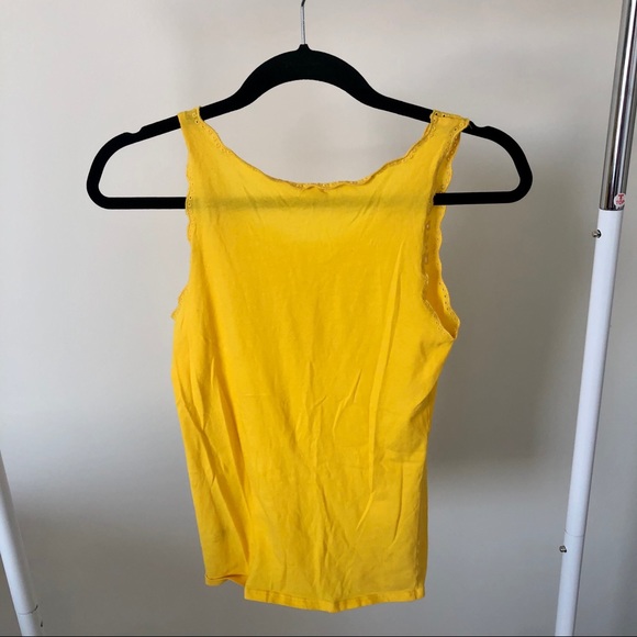 J. Crew XS yellow eyelet tank with scalloping - Picture 4 of 6